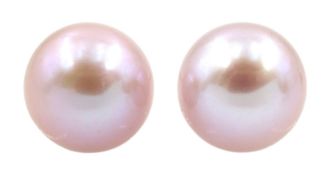 Pair of 9ct gold pink fresh water pearl stud earrings