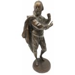 Cast metal figure of Shakespeare on a circular base H32cm.