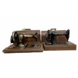 Jones Family C.S sewing machine no. 386392 in case together with Singer sewing machine no. 5126972 i