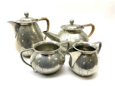 Four piece pewter tea set