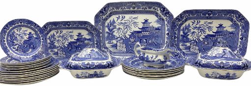 Burleighware part dinner service in Willow pattern