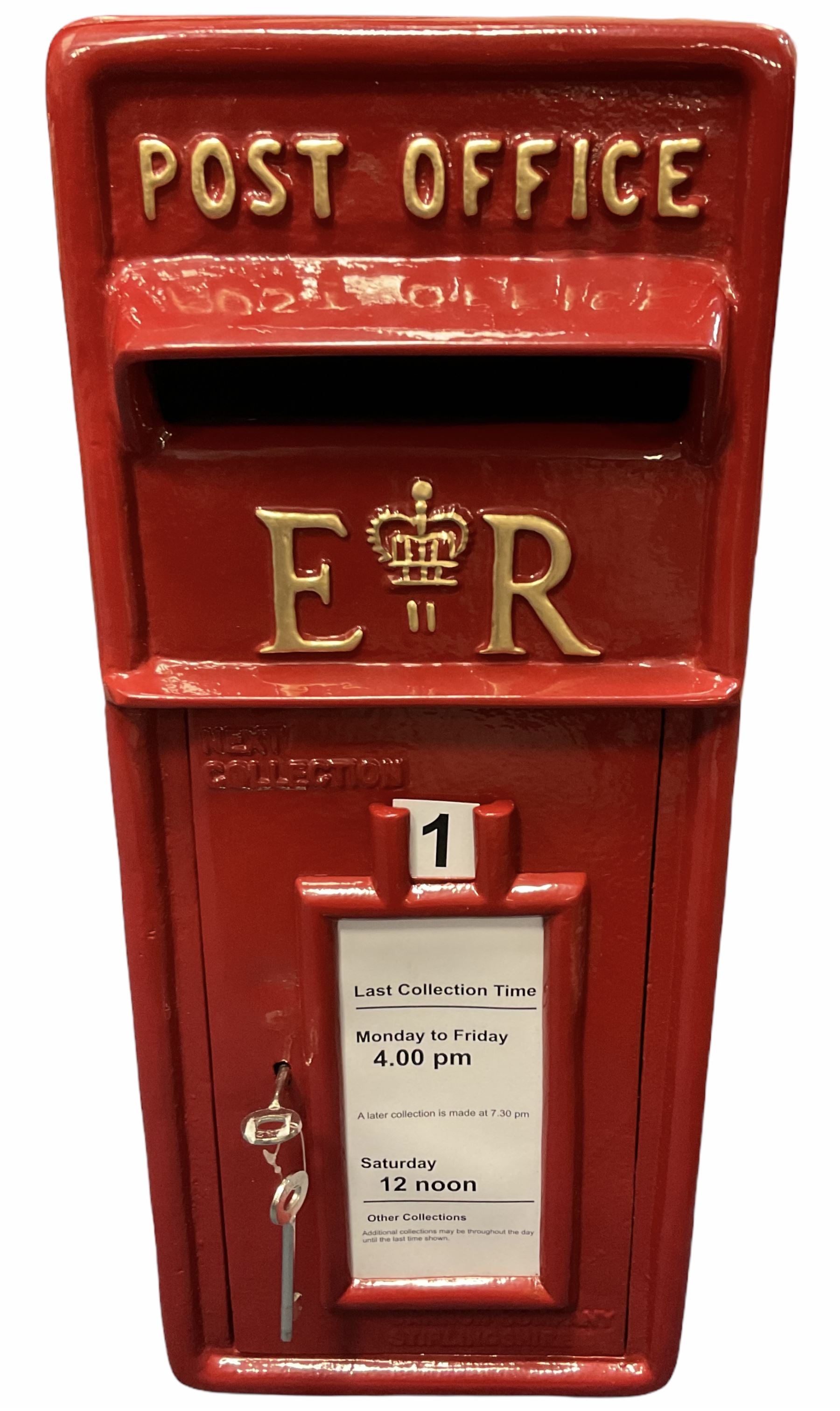 Reproduction cast metal Red postbox H57cm