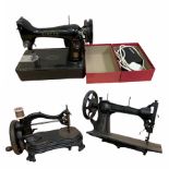 Victorian cast iron sewing machine with gilt decoration