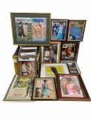 Various framed fashion advertising prints and magazine covers including Wolsey Grip-Tops