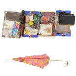 Vintage haberdashery including tartan materials