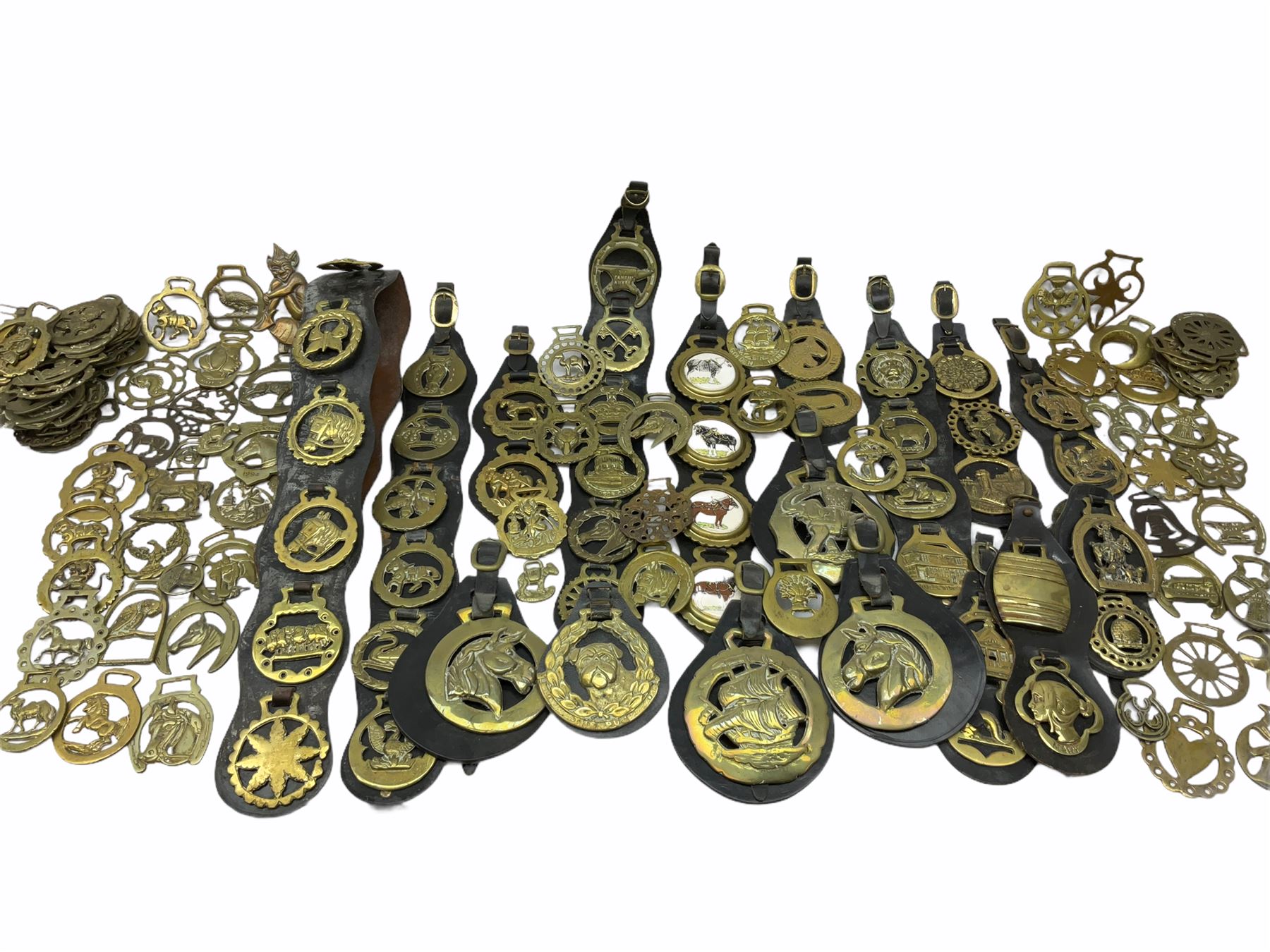 Large collection of horse brasses