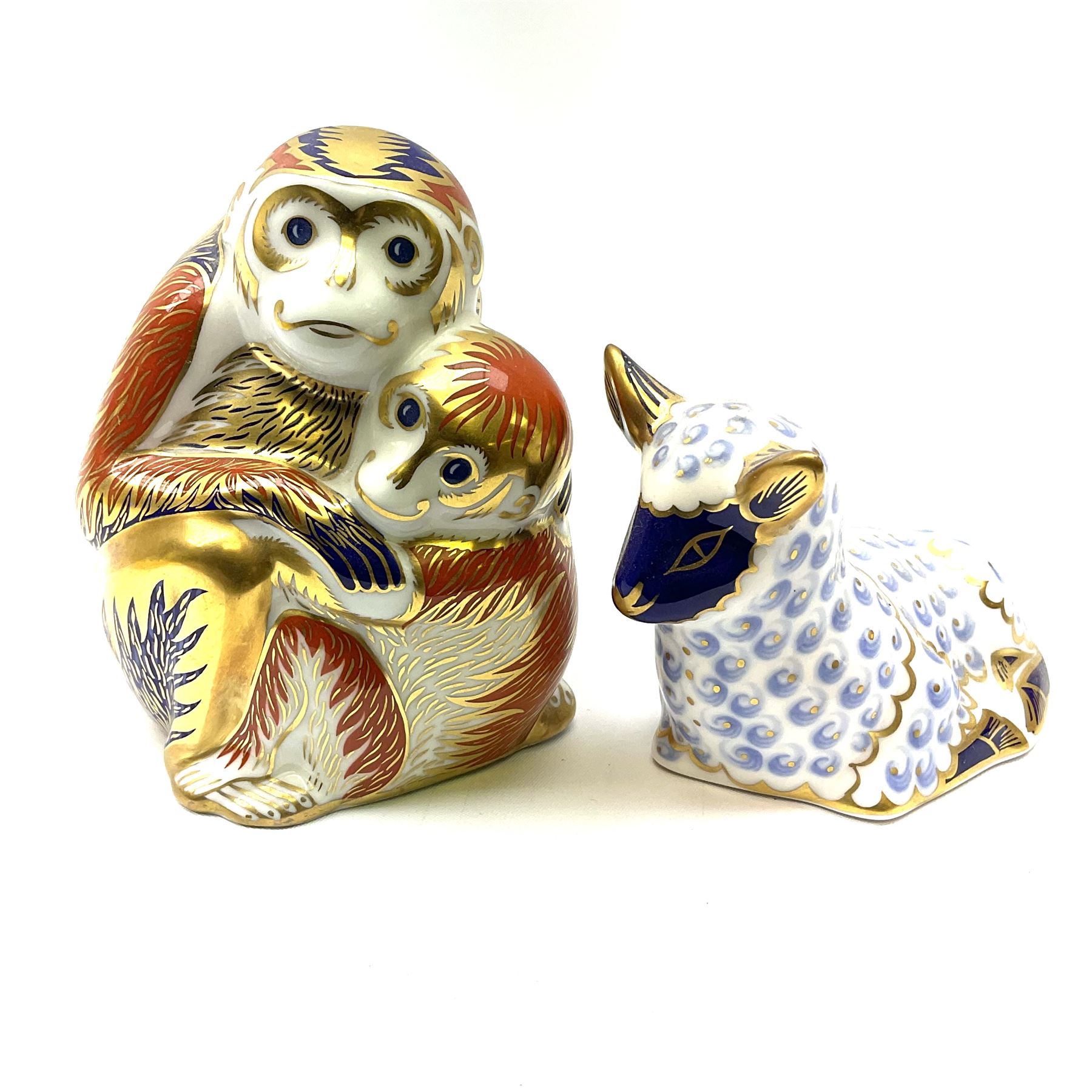 Royal Crown Derby Monkey and Baby paperweight H9.5cm