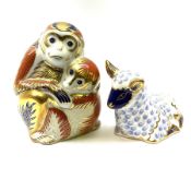 Royal Crown Derby Monkey and Baby paperweight H9.5cm