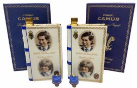 Two boxed Camus Cognac Royal Wedding commemorative decanters with contents.