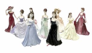 Nine Coalport figures