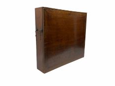 Early 19th century mahogany artists box with twin handles and key H74.5cm