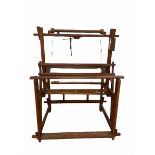 20th century pine framed floor weaving loom