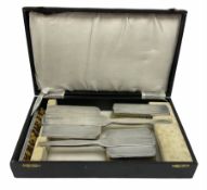 Cased silver mounted dressing table set