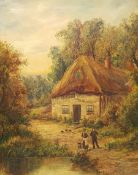 J Williams (British 19th century): Cottage Scene