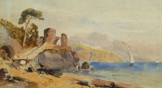 Attrib. Gabriele Carelli (Italian c.1820-1900): Mediterranean Coastal Landscape