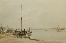 Alfred Edward Borthwick (Scottish 1871-1955): Barges at Rest