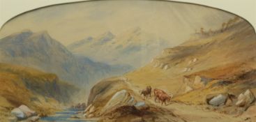 Rowbotham (British 19th century): Cattle on a Mountain Pass