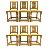 Yorkshire oak - set of six golden oak lattice back dining chairs