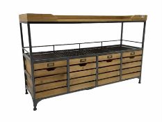 Industrial design pine and metal framed side unit