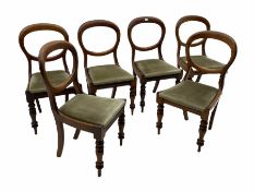 Set of six Victorian mahogany balloon back dining chairs