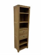 Hardwood narrow open bookcase