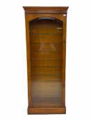 Georgian design yew wood narrow display cabinet