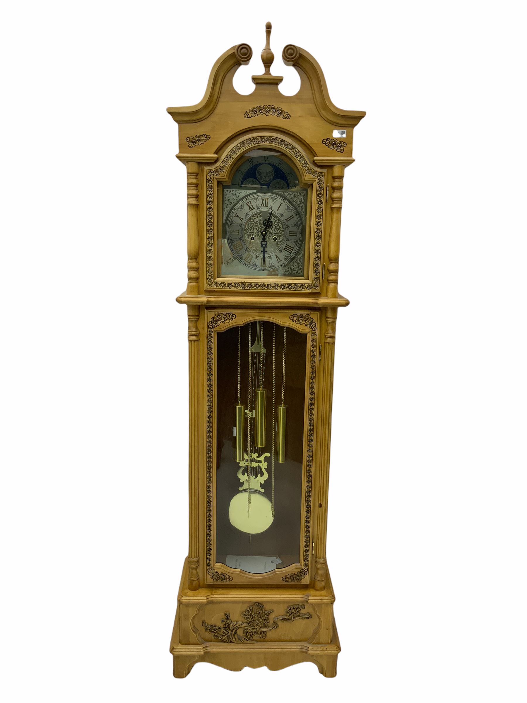Classical light wood longcase clock