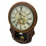 19th century mahogany circular drop dial wall clock