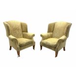 Duresta - pair beech framed wingback armchairs