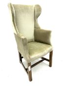 20th century walnut framed high wingback armchair