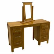 Oak dressing table and mirror