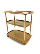 Ercol light elm and beech three tier tea trolley