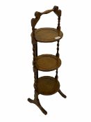 Early 20th century oak tree tier barley twist cake stand