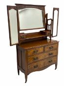 Late Victorian walnut triple mirror back dressing chest