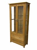 Light oak display cabinet