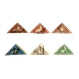 Six used Cape of Good Hope imperf triangle stamps