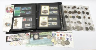 Mostly Great British stamps and coins including King George II crown coin