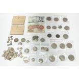 Mostly Great British coins and banknotes including Queen Victoria Gothic florins