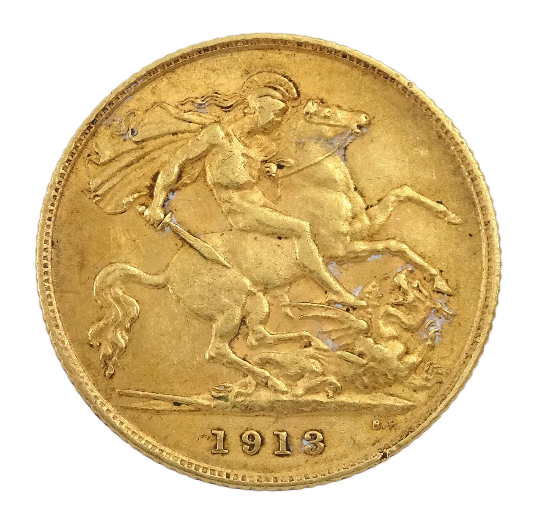 King George V 1913 gold half sovereign coin - Image 2 of 2