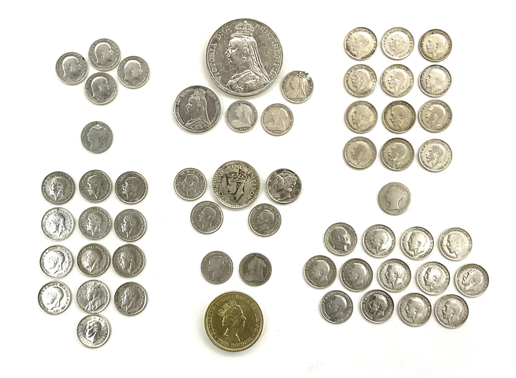 Mostly Great British coins including Queen Victoria 1890 crown and 1890 shilling