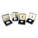 Four United Kingdom silver proof coins