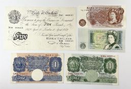 Bank of England Beale white five pound note 'N08' 'London 11 April 1949'