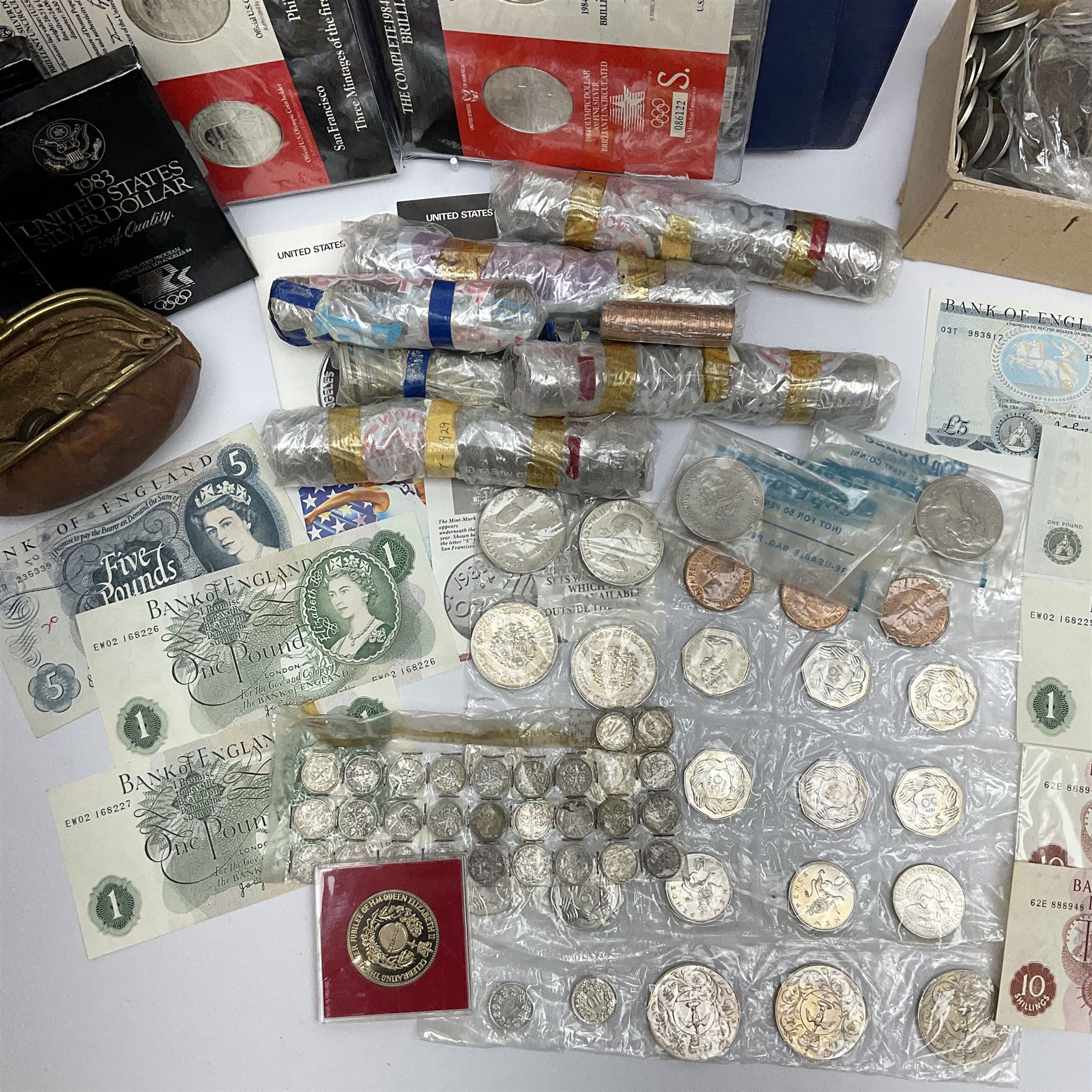 Coins and banknotes including eight United states of America silver dollars - Image 2 of 8