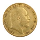 King Edward VII 1908 gold half sovereign coin