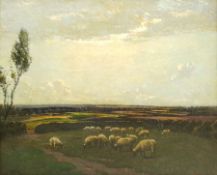 Paul Paul (Staithes Group 1865-1937): Sheep Grazing in an Extensive Landscape