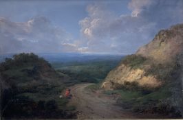 Attrib. Julius Caesar Ibbetson (British 1759-1817): Upland Track Overlooking the Vale