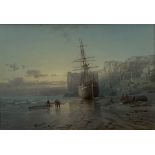 George Wolfe (British 1834-1890): Beached Sailing Vessel