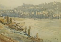 Arthur Reginald Smith (British 1872-1934): Low Tide Whitby Harbour