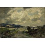 Owen Bowen (Staithes Group 1873-1967): Coastal Landscape under Heavy Sky