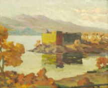 Scottish School (Early 20th century): Loch Scene with Peninsular Castle